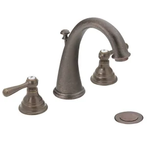 Kingsley Two Handle High-Arc Widespread Bathroom Faucet with Drain
