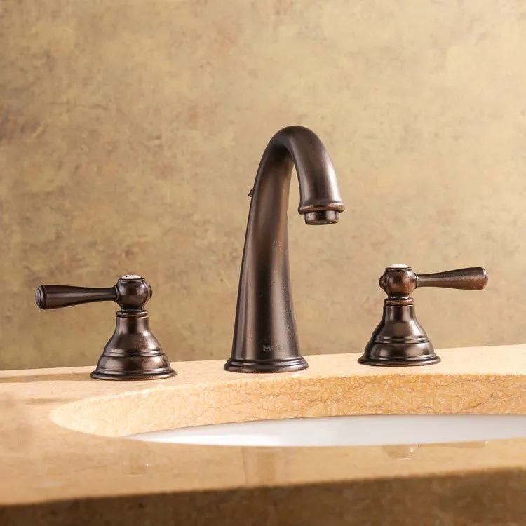 Kingsley Two Handle High-Arc Widespread Bathroom Faucet with Drain