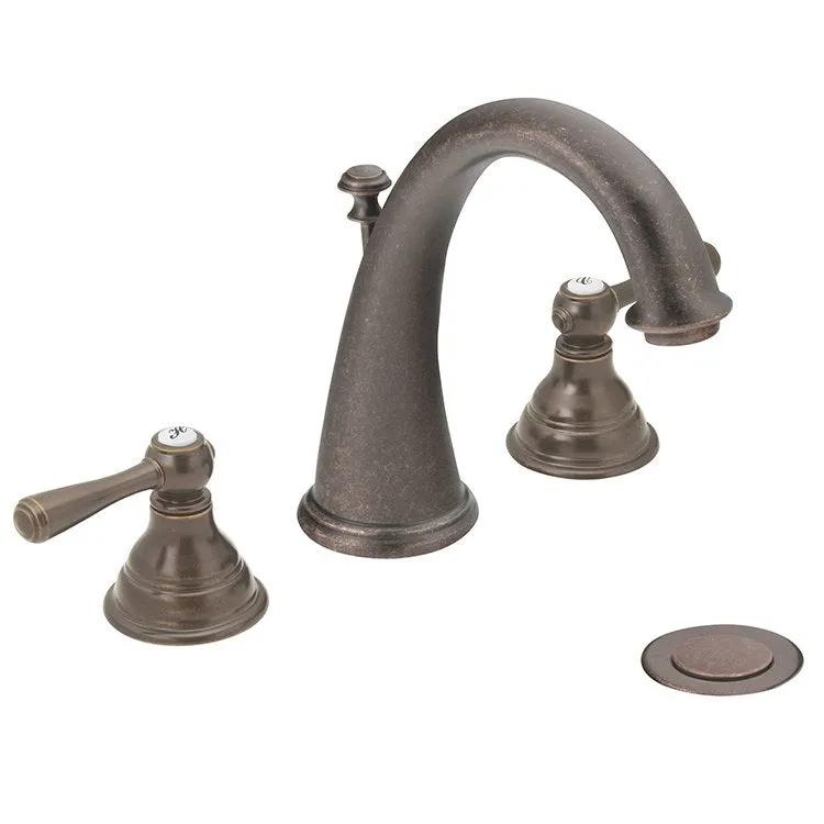 Kingsley Two Handle High-Arc Widespread Bathroom Faucet with Drain
