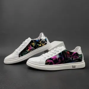 Men Stylish Fashion Print Leather Flat Casual Shoes