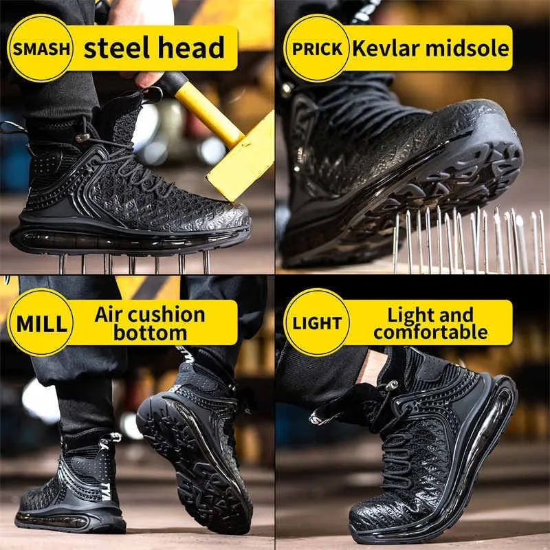 Mens Anti Stab Steel Toe Shoes with Puncture Shock Absorbing Design