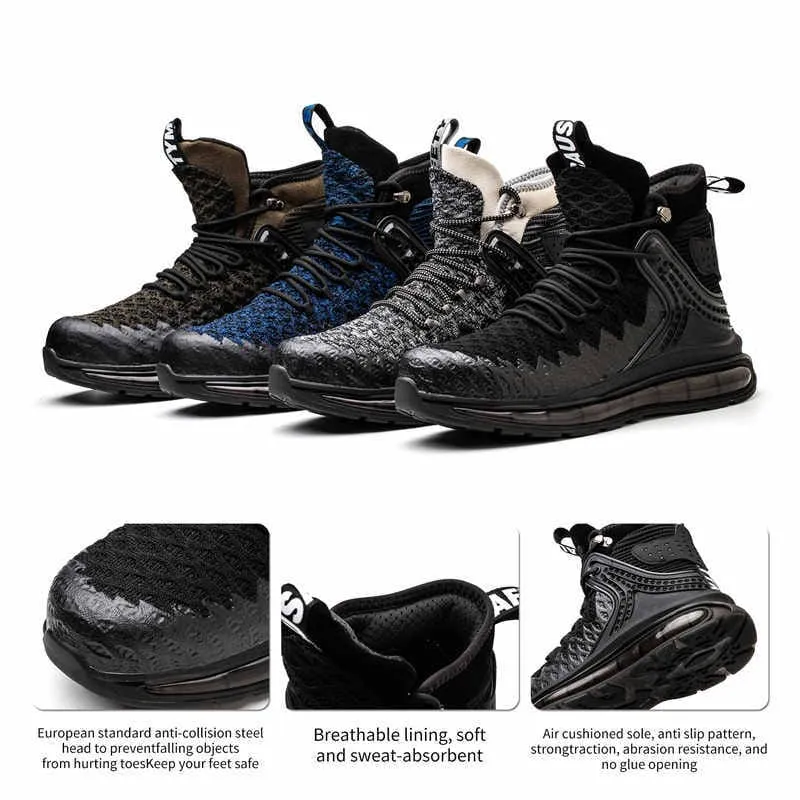 Mens Anti Stab Steel Toe Shoes with Puncture Shock Absorbing Design