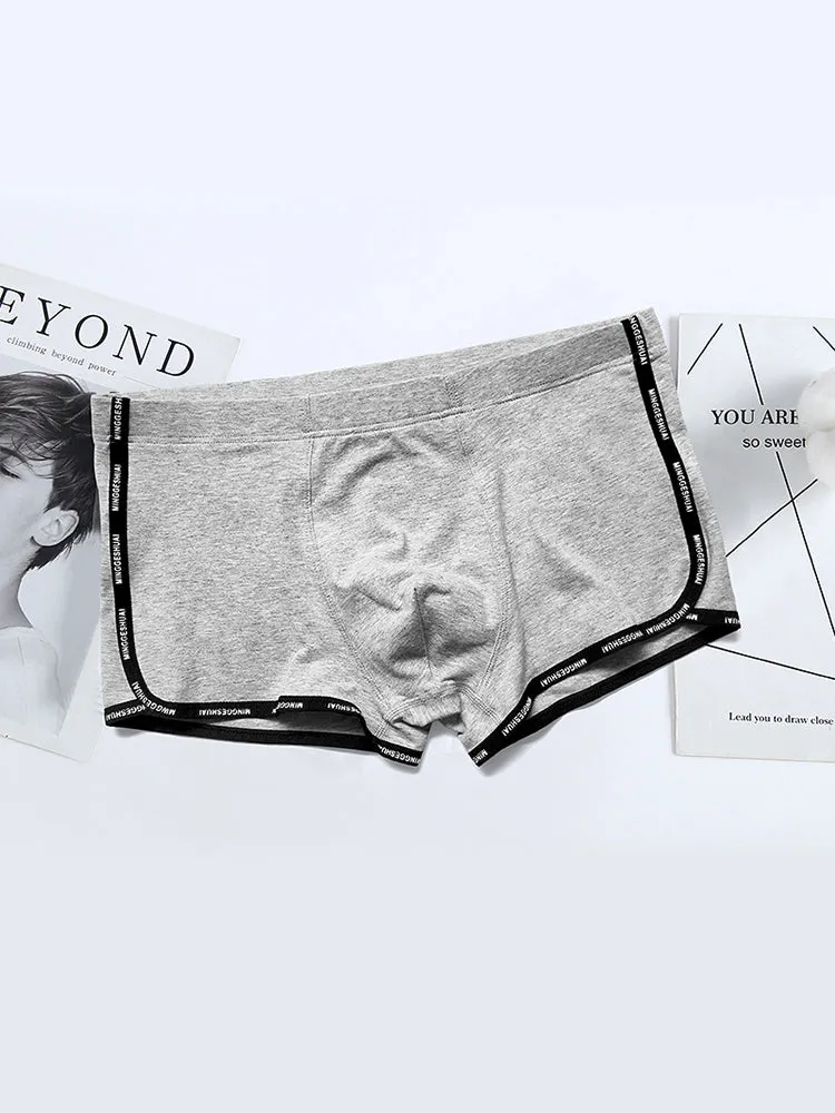 Mens Letter Trim Applique Cotton Trunks