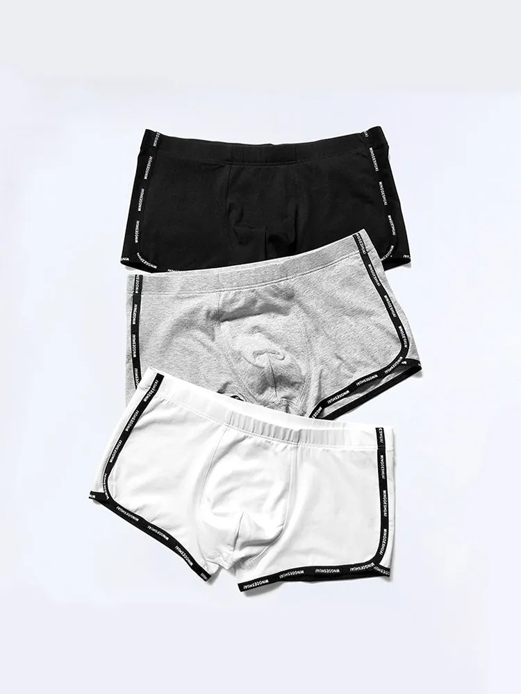 Mens Letter Trim Applique Cotton Trunks