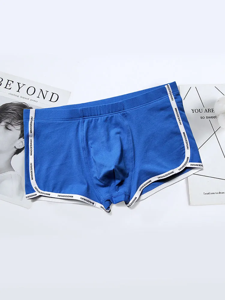 Mens Letter Trim Applique Cotton Trunks