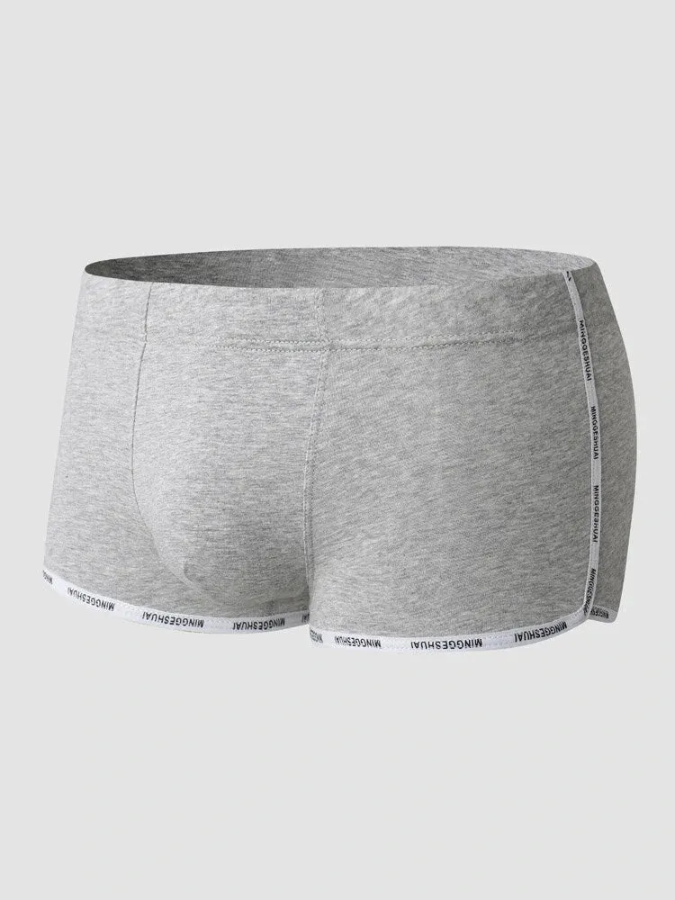 Mens Letter Trim Applique Cotton Trunks