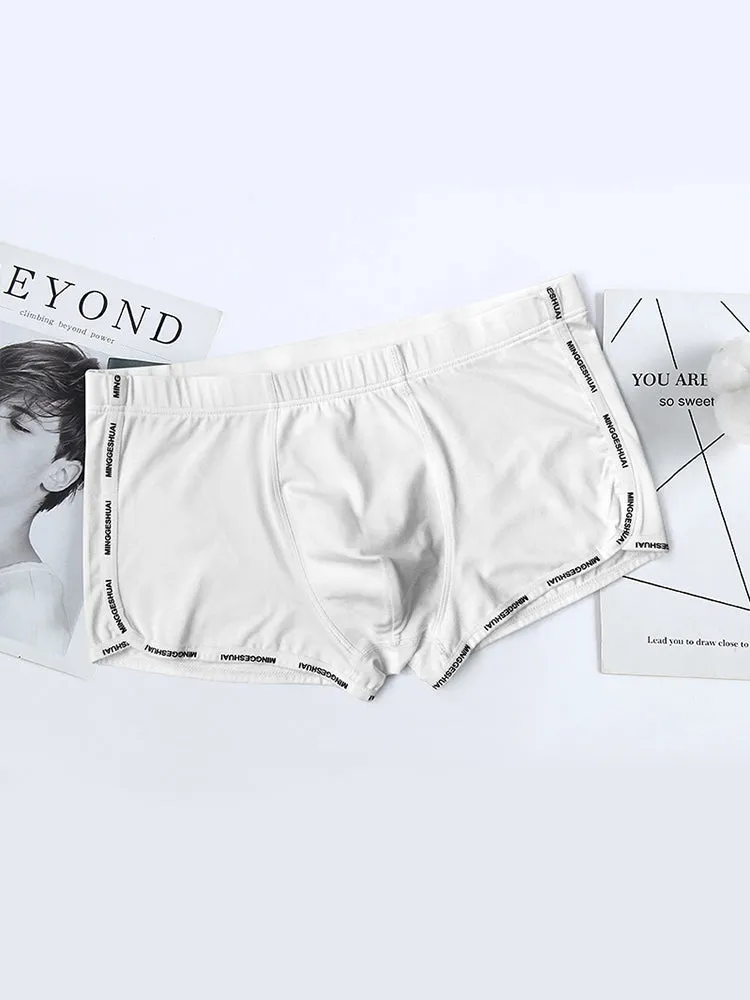 Mens Letter Trim Applique Cotton Trunks