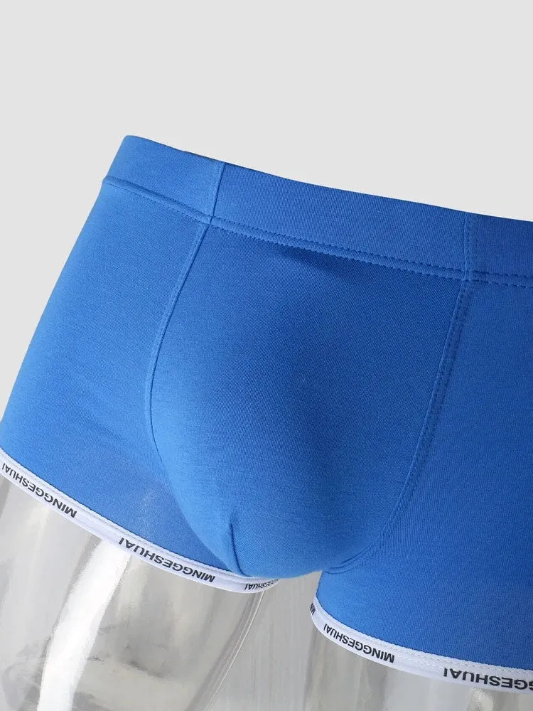 Mens Letter Trim Applique Cotton Trunks