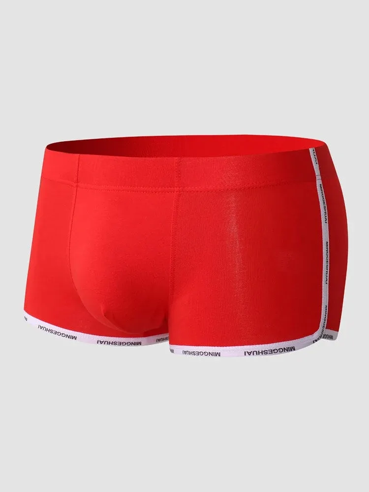 Mens Letter Trim Applique Cotton Trunks