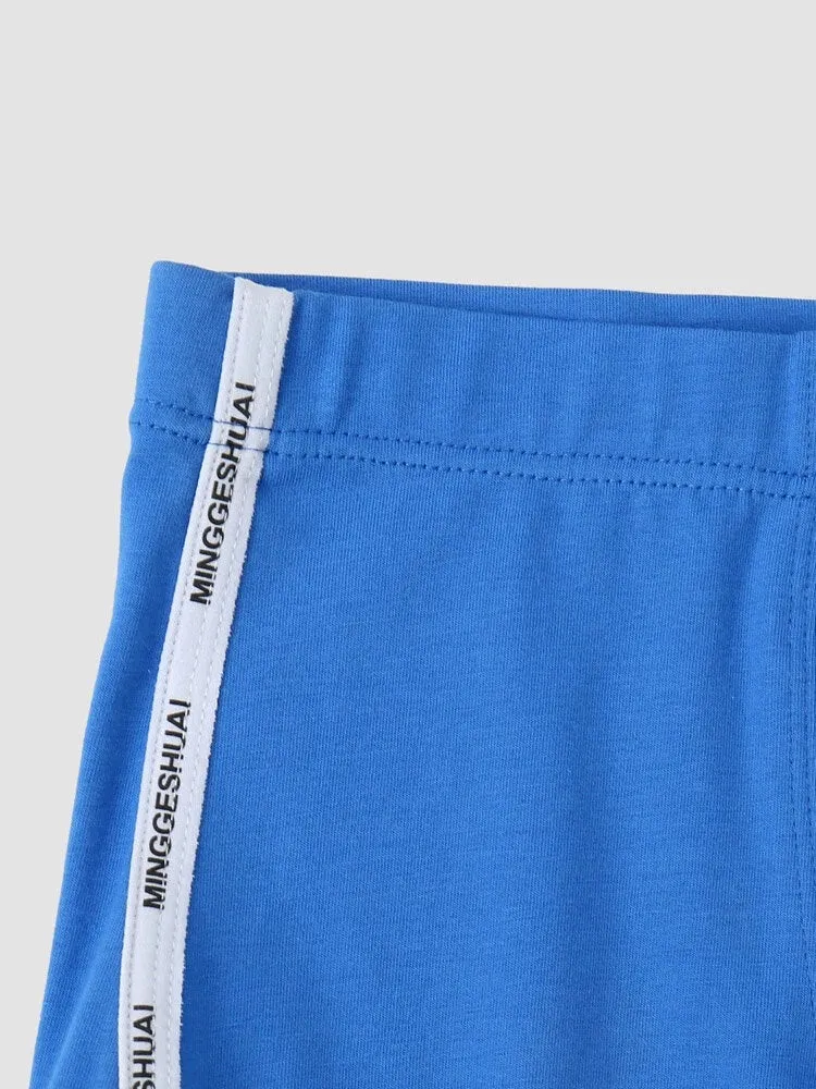 Mens Letter Trim Applique Cotton Trunks