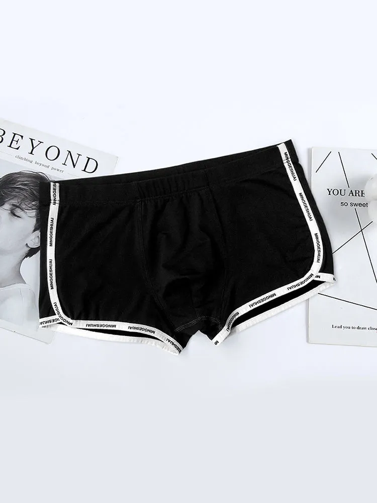 Mens Letter Trim Applique Cotton Trunks