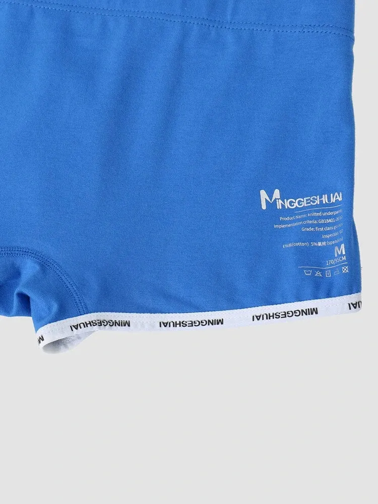 Mens Letter Trim Applique Cotton Trunks