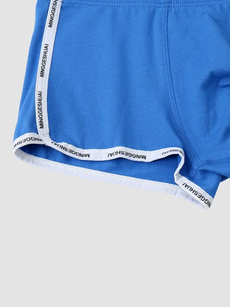 Mens Letter Trim Applique Cotton Trunks