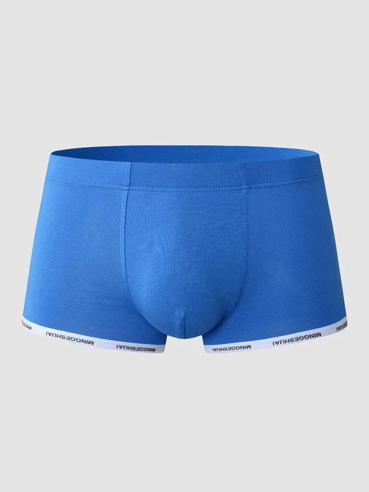 Mens Letter Trim Applique Cotton Trunks