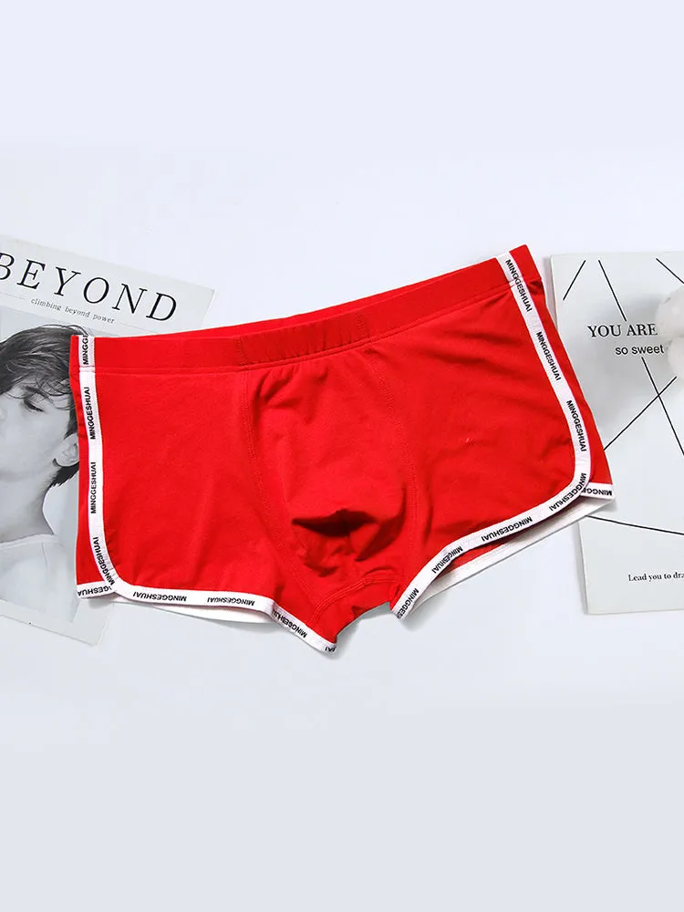 Mens Letter Trim Applique Cotton Trunks