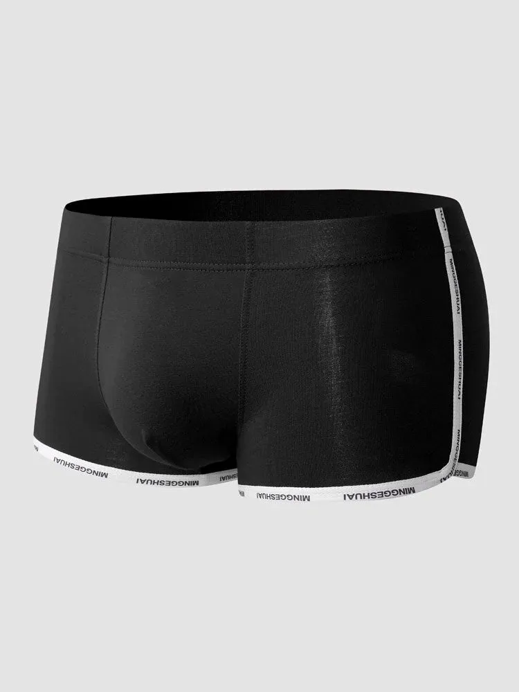 Mens Letter Trim Applique Cotton Trunks