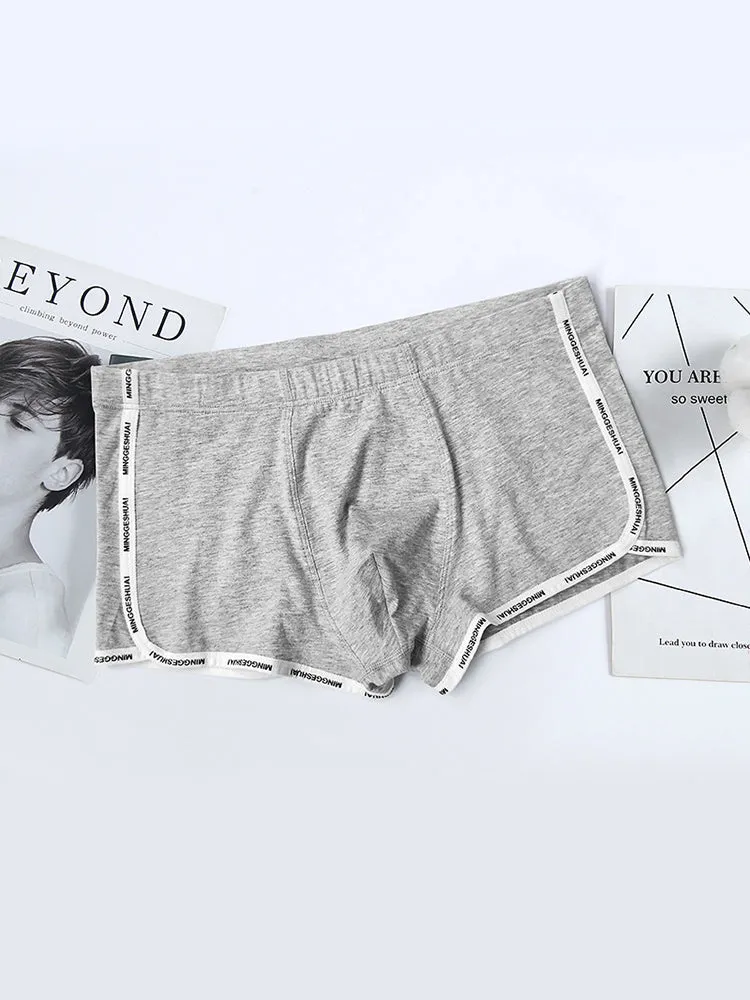 Mens Letter Trim Applique Cotton Trunks