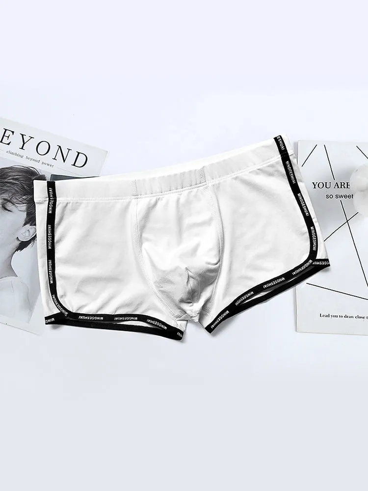 Mens Letter Trim Applique Cotton Trunks