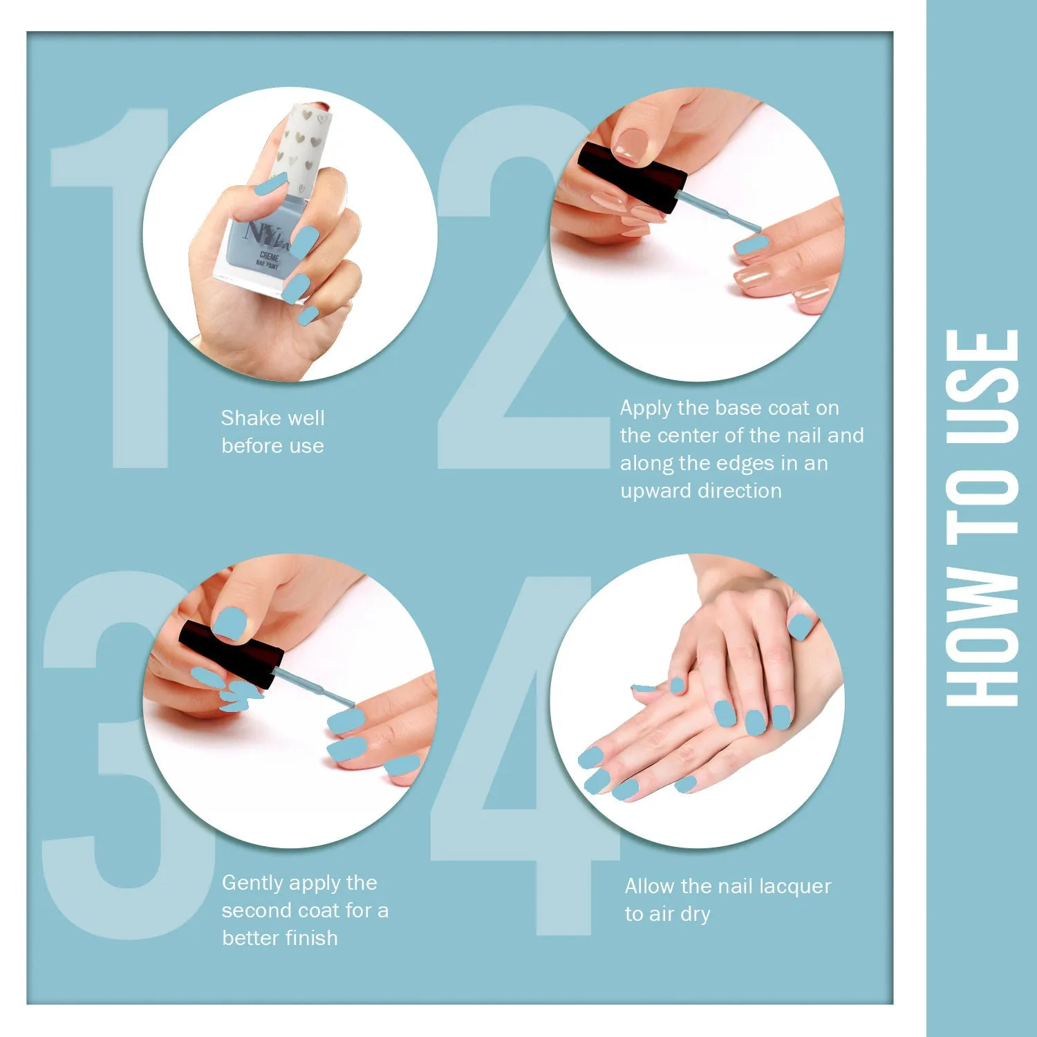 NY Bae Creme Nail Paint | Chip Resistant | Vegan | Cruelty Free - Azure Blue 12 (10 ml)