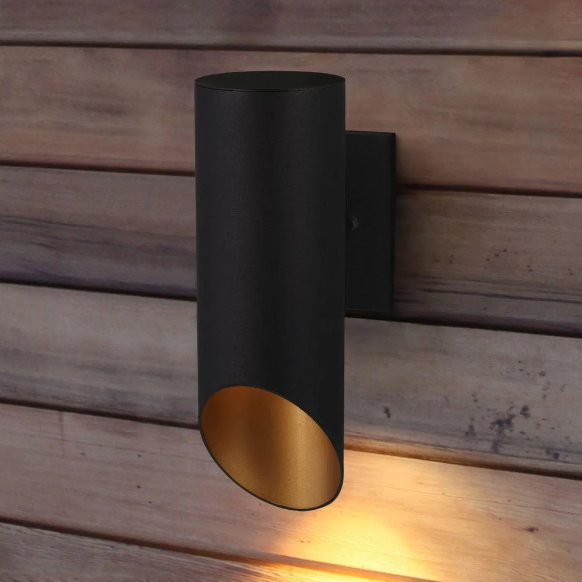 Pineview Slope 13 in. Outdoor Wall Sconce Black & Gold Finish