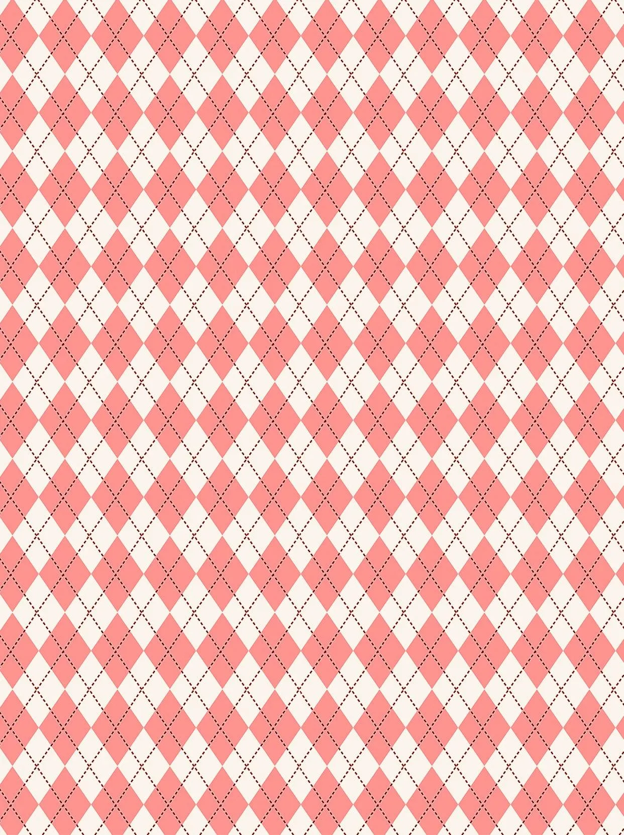 Pink and White Argyle Golf Polo Shirt For Women