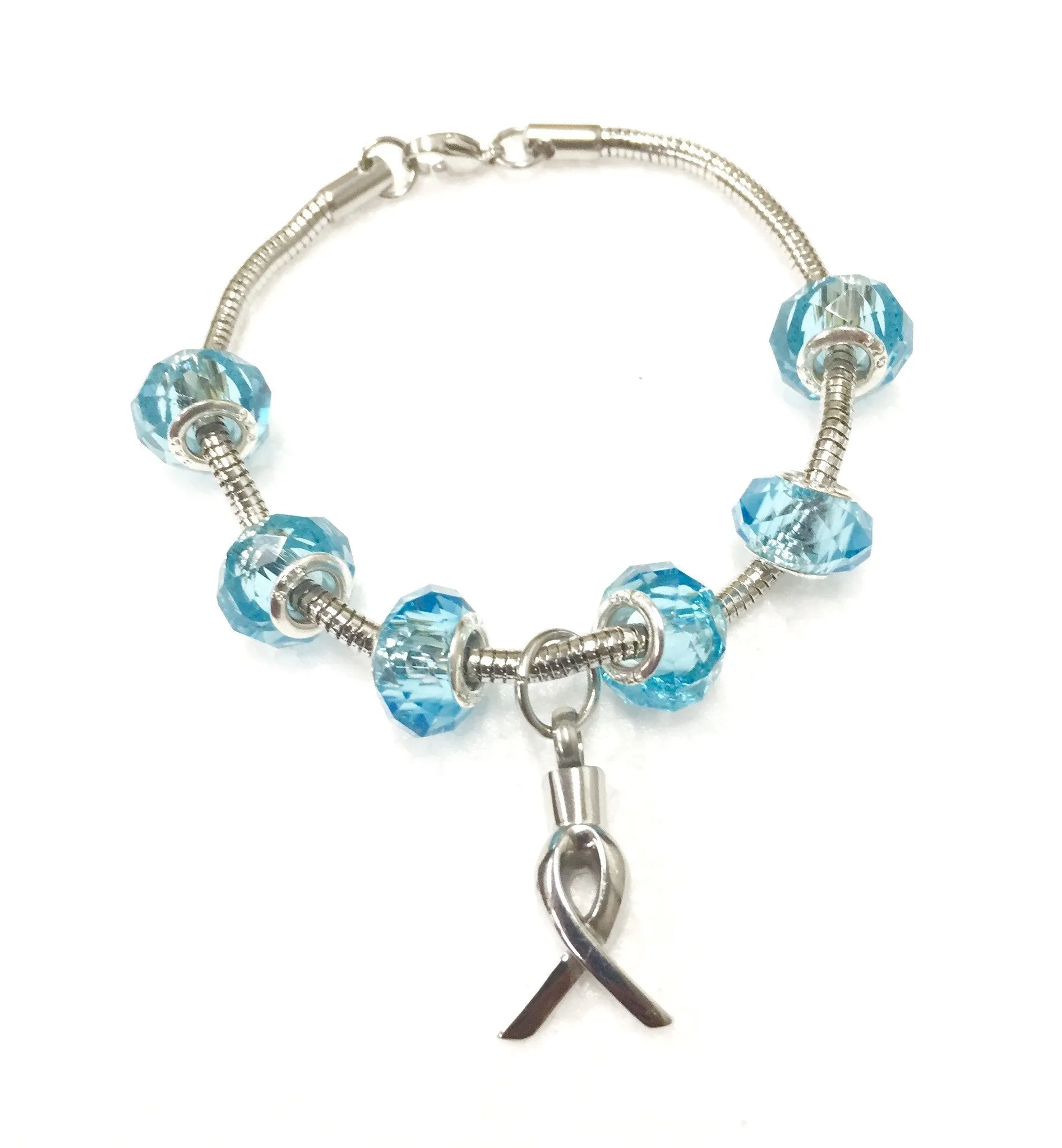 "Azure Blue" Murano Bead Cremation Bracelet