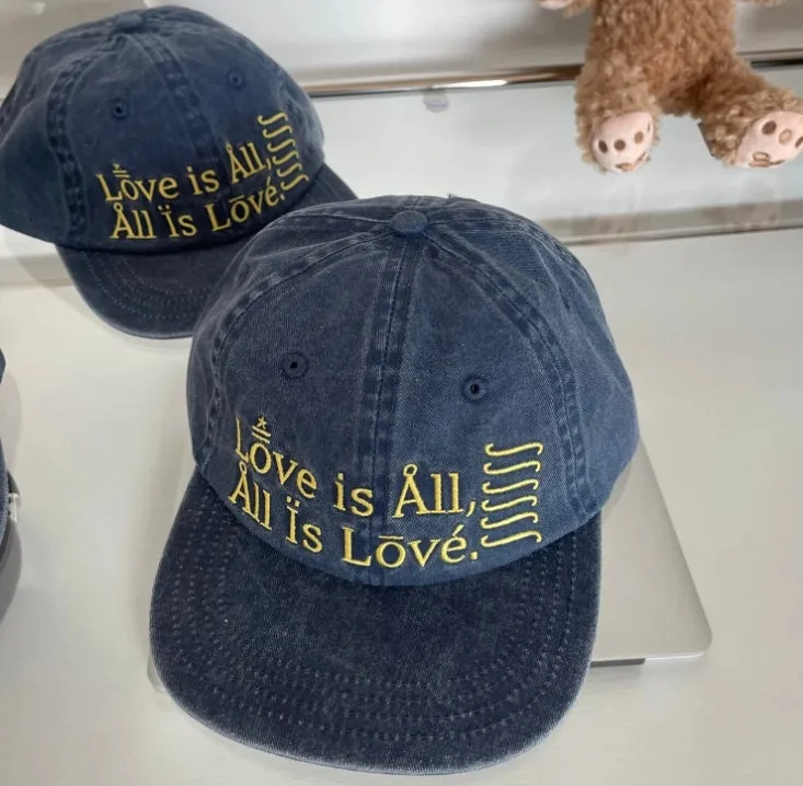 "Love is All, All is Love" Vintage Washed Cowboy Cap Embroidered Blue Baseball Cap