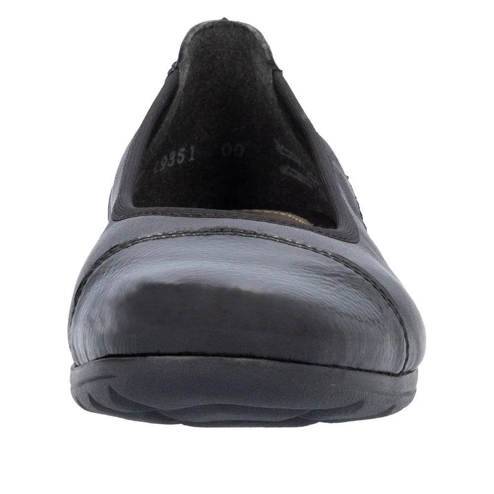 Rieker L9351-00 Ladies Black Leather Slip On Shoes