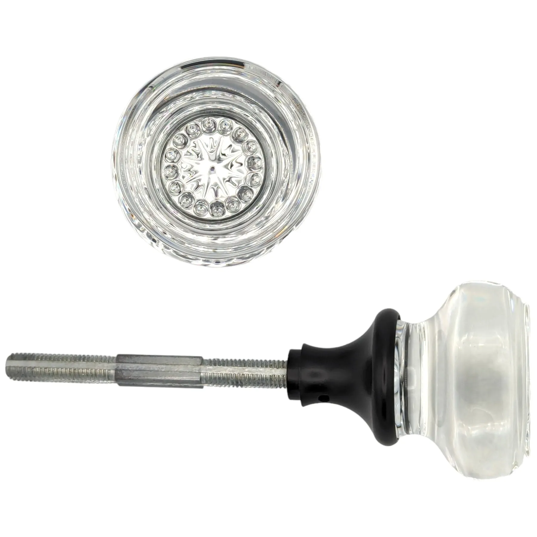 Round Crystal Spare Door Knob Set (Oil Rubbed Bronze)