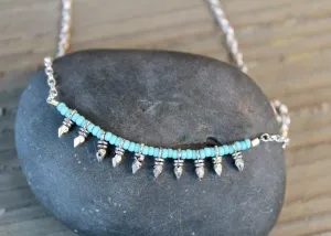 Silver and Turquoise Light Necklace