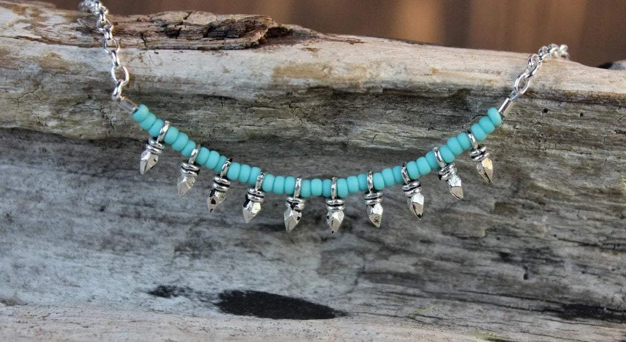 Silver and Turquoise Light Necklace