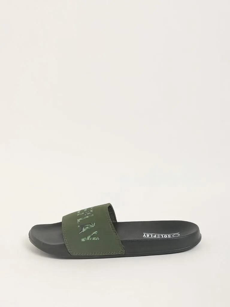 SOLEPLAY Green Print Slides