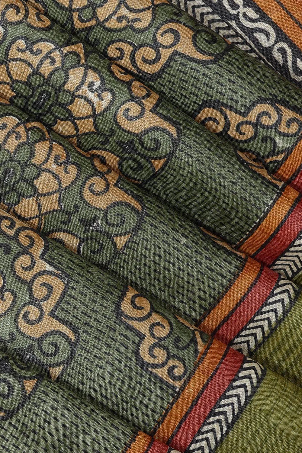 Tussar Silk Green Saree