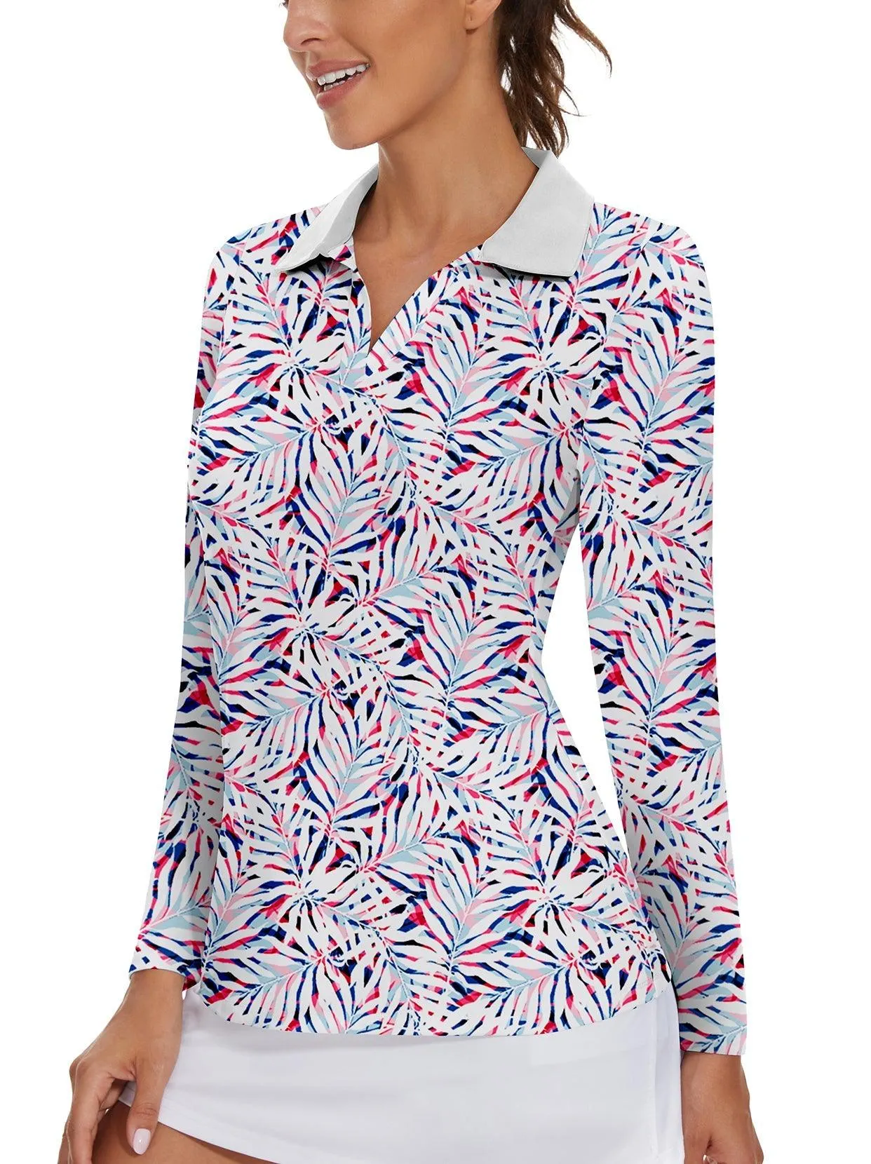 V-neck Collar Long-sleeve Athletic Top For Women