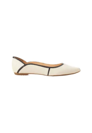 Women's Comfortable Beige Premium Leather Ballerinas with a Non-Slip Rubber Sole