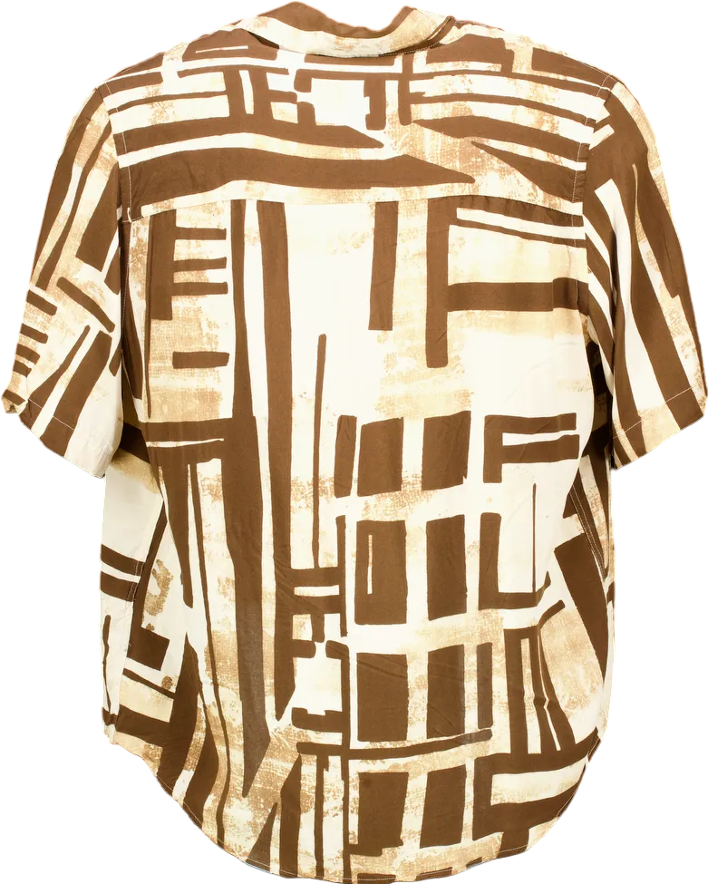Zara Brown Geometric Print Relaxed Fit Shirt UK L